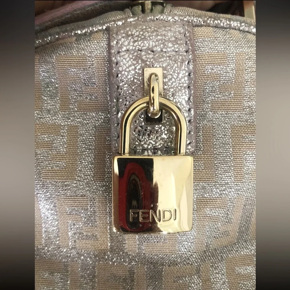 Rare Vintage Fendi Mini Metallic Zucchino Bauletto Bag - Picture 7 of 13